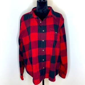 Old Mill Red Fleece Black Buffalo Plaid Unisex Oversized Warm Flannel